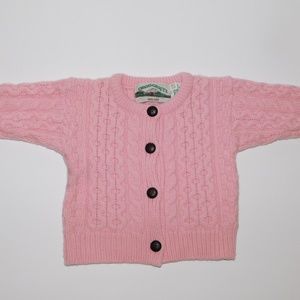 ARAN CRAFTS pink knit wool sweater baby 12 - 18 mos. Ireland